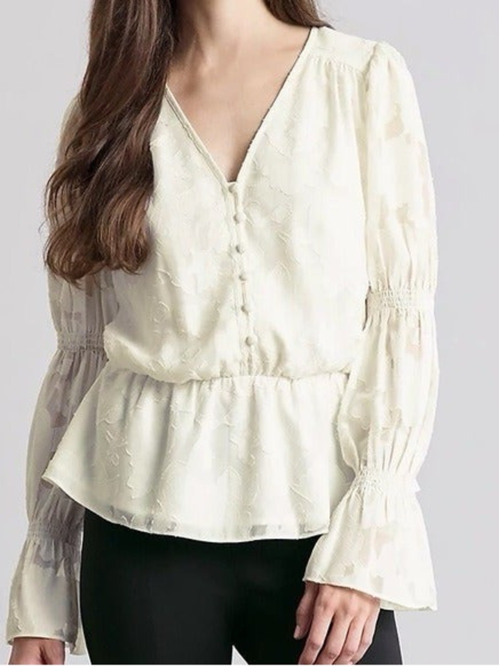 Elizabeth and James Cream Blouse with Ruffle Details